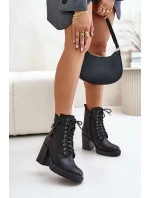 Zateplené boty na podpatku se zlatým detailem černé Ivarisse