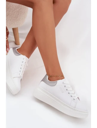 Dámské tenisky na platformě Big Star – bílo-stříbrné