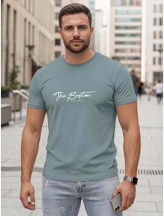 Pánské bavlněné tričko s potiskem „The Boston“ v barvě petrol, FashionStreet NX5129R Pánské bavlněné tričko s potiskem „The Boston“ v barvě petrol, FashionStreet NX5129R