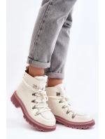 Kožené lesklé boty Trapery Dámské GOE MM2N4083 Bílé