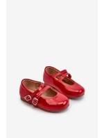 Lakované dětské baletky s červenými proužky Margenis