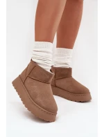 Dámské sněhule na platformě s kožíškem Vesirae – khaki