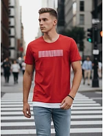 Pánské tričko s potiskem červené FashionStreet RX4651 Pánské tričko s potiskem červené FashionStreet RX4651
