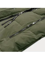 Dlouhá dámská zimní bunda v olivové barvě s kožešinovou podšívkou LHD (LHD-24571) Dlouhá dámská zimní bunda v olivové barvě s kožešinovou podšívkou LHD (LHD-24571)