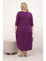 Dámská bavlněná sukýnka Plus Size s volány a ohrnutým rukávem tmavě fialová Dámská bavlněná sukýnka Plus Size s volány a ohrnutým rukávem tmavě fialová