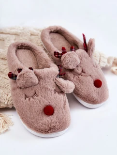 Dámské vánoční kožešinové pantofle se sobí béžovou Claire