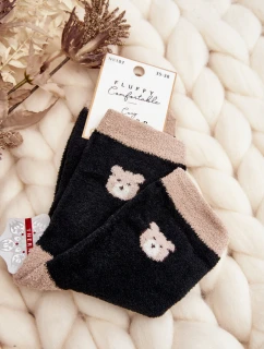 Dámské teplé ponožky s medvědem Černé