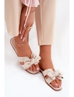 Plné Dámské Pantofle S Mašlí Béžové Tobin