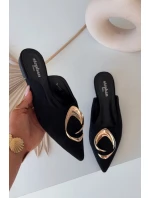 Dámské pantofle Mule s ozdobným zlatým detailem Černé Galvella