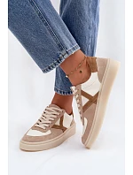 Kožené semišové dámské tenisky Zazoo N1108S5 béžové