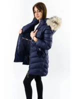 Tmavě modrá dámská zimní bunda s odepínacími rukávy (w761) Tmavě modrá dámská zimní bunda s odepínacími rukávy (w761)