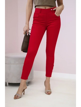 Kalhoty barevné džínové s mašlí červené Kalhoty barevné džínové s mašlí červené