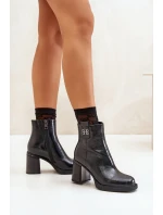 Hadí dámské botky na podpatku z přírodní kůže černé Vinceza 66670
