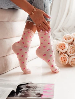 Dámské Ponožky S Malými Kvítky Broskvové