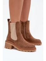 Dámské zateplené chelsea boty na klínovém podpatku tmavě béžové Zoralia Dámské zateplené chelsea boty na klínovém podpatku tmavě béžové Zoralia