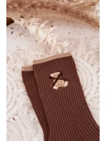 Bavlněné ponožky pruhované s čokoládovým medvídkem