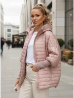 Dámská prošívaná bunda s kapucí růžová FashionStreet TY5528