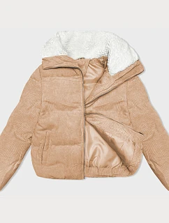 Dámská manšestrová bunda s vysokým stojáčkem J Style sand (5M3230-333)
