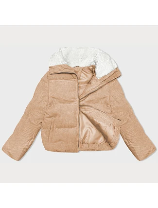 Dámská manšestrová bunda s vysokým stojáčkem J Style sand (5M3230-333)