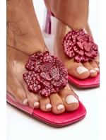 Transparentní sandály na sloupku s ozdobou fuchsie SBarski MR1037-20