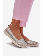 Kožené Prodyšné Lehké Baletky Zlaté Leaneila