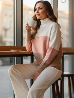 Dámský svetr STRIPELO růžový FashionStreet MY2417