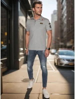 Pánská polokošile s nášivkami šedá FashionStreet PX0633