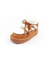 D.Franklin dámské sněhové boty zimní módní kožešina zateplené hnědé pro kotníkové dámské