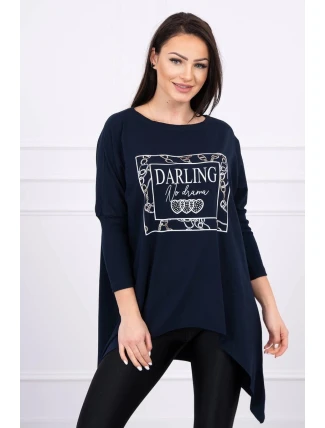 Darling tunika s potiskem námořnická modř S/M - L/XL