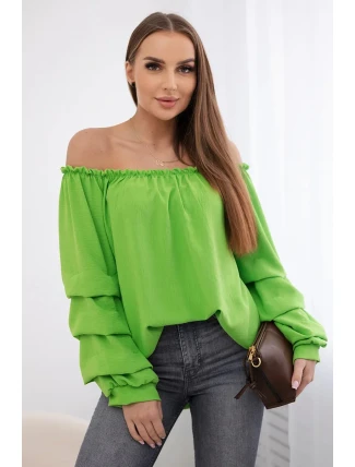 Španělská halenka s ozdobnými rukávy jasně zelená Španělská halenka s ozdobnými rukávy jasně zelená