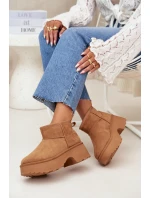 Dámské nízké sněhule Mavelle s kožíškem – camel