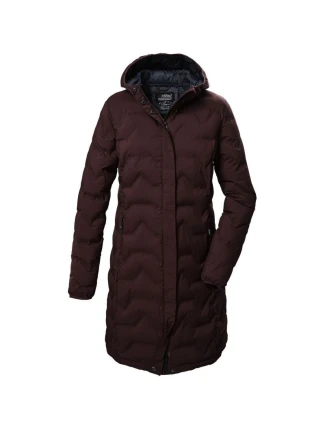 Dámská prošívaná bunda Killtec KOW 9 s kapucí dlouhá bordó (41806/447) -Killtec