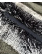 Dlouhá vesta v khaki barvě s kožešinou (F51010-4)