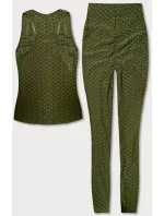 Sportovní komplet v olivové barvě - top a legíny (YW88037-7)