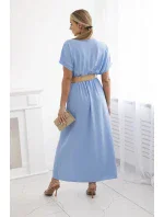 Dlouhé šaty s ozdobným páskem modré Dlouhé šaty s ozdobným páskem modré