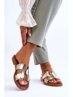 Zazoo 40326 Dámské žabky s ozdobnými výřezy Zlaté