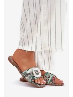 Ploché dámské pantofle s ozdobnou sponou multikolor Clariola Ploché dámské pantofle s ozdobnou sponou multikolor Clariola