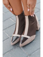 Dámské kotníkové boty na masivním podpatku na zip hnědé Delvane