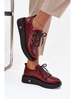 Kožené Lakované Dámské Mokasíny Na Platformě Artiker 57C2046 Bordó