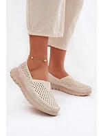 Vzdušné Lehká Dámská Mokasyny Sergio Leone MK099H Béžovo-Zlaté