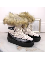 Šněrovací sněhule na platformě s kožešinou Vinceza W JAN262 beige