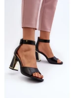 Elegantní černé dámské sandály na podpatku Rosazara Elegantní černé dámské sandály na podpatku Rosazara