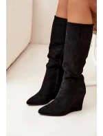 Zateplené Dámské Kozáky Na Platformě Černé Rosina