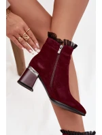 Semišové kožené dámské kotníkové boty na podpatku s ozdobou vyhřívané D&A MR52-127 bordó Semišové kožené dámské kotníkové boty na podpatku s ozdobou vyhřívané D&A MR52-127 bordó