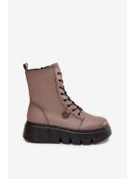 Dámské workery na platformě – tmavě béžové Vinceza 58588