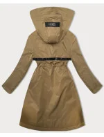 Tmavě béžová jednoduchá dámská bunda s kapucí LHD (LHD-24592) Tmavě béžová jednoduchá dámská bunda s kapucí LHD (LHD-24592)