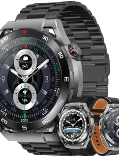 VELTORI VT100-1 smartwatch + černý silikonový řemínek + černá ekokůže