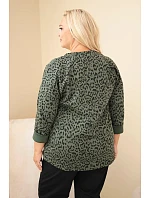 Dámská halenka Plus Size s leopardím vzorem a delším zadním dílem khaki