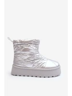 Dámské sněhule na masivní platformě stříbrné Fionia