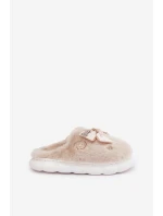 Chlupaté Pantofle S Mašlí A Ozdobami Béžové Annalira